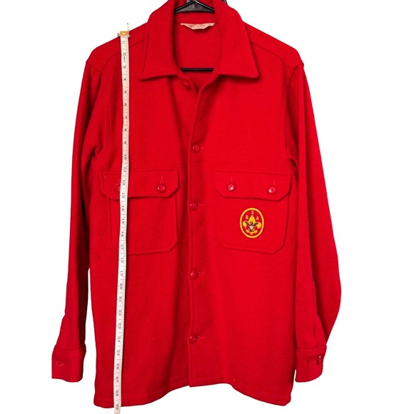 Vintage Boy Scouts of America BSA Red Wool Blend Jacket Shirt Size 40 Patch - Picture 3 of 9